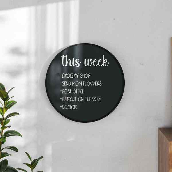 Flash Furniture Canterbury 24 Round Wall Mounted Magnetic Chalkboard w/Eraser and Chalk in Black Pine Wood Frame HGWA-CHKCIRCLE24-BLK-GG